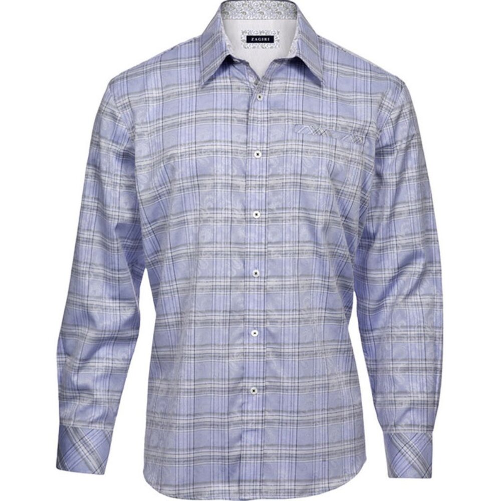 NWOT Zagiri Wish You Were Here Plaid Button Down Sports Shirt